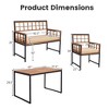 Tangkula 4 Pieces Acacia Wood Patio Dining Set w/ 1 Rectangular Table & 1 Loveseat & 2 Armchairs - 3 of 3