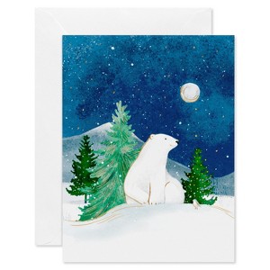 10ct Blank Christmas Cards Boxed with Envelopes Polar Bear - 1 of 4