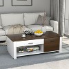Yukimo Modern Coffee Table with Front and Back Drawers, Storage Compartments for Living Room, Bedroom & Office - 3 of 4