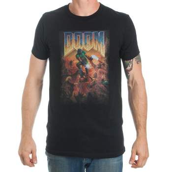  Bioworld Sudadera negra con logotipo Doom Gradient