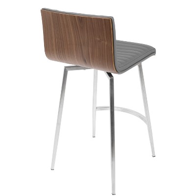 Mason 34" Gray Faux Leather Swivel Counter Stool Set