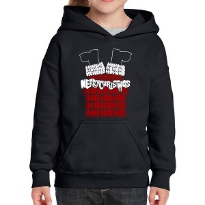 LA Pop Art Chimney Santa - Girl's Word Art Hooded Sweatshirt - 1 of 4