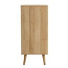 LuxenHome 35" Tall 2-Door Rattan Light Oak Finish Wood Wine and Storage Cabinet Brown - 3 of 4