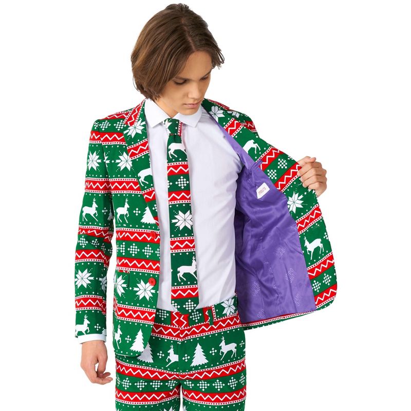 OppoSuits Teen Boys Christmas Suit - Festive Green, 4 of 5