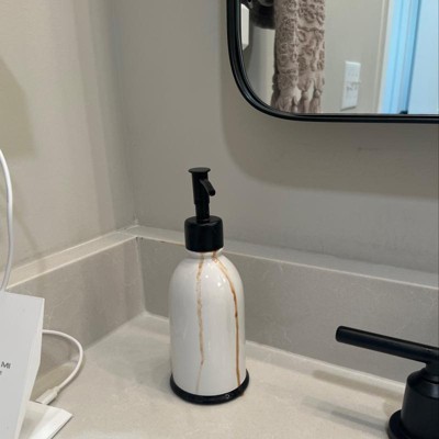 Etched Glass and Brass Soap Dispenser - Magnolia