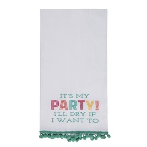 Totalee Gift It’s My Party! Pom Pom Tea Towel Cotton White - 1 of 1