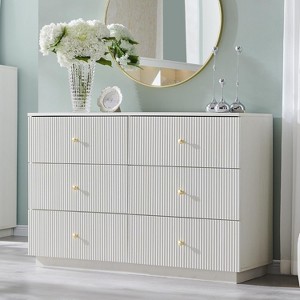 SinCiDo 6 Drawer Fluted Dresser, 47" Wide Wood Chest of Drawers with Deep Storage, Modern Storage Organizer for Bedroom, Living Room - 1 of 4
