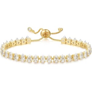 Tennis Bracelet for Women, 14K Gold Plated Cubic Zirconia Adjustable Slider Bracelets Trendy Jewelry Gift - 1 of 4
