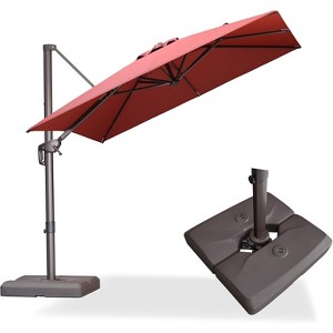 PURPLE LEA Cantilever Patio Umbrella with Base Included Square Umbrella with 360° Rotation and Aluminum Offset Hanging Outdoor Umbrella - 1 of 1