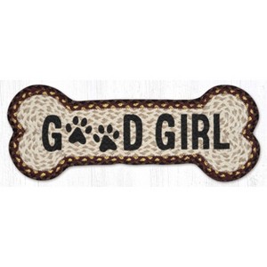 Earth Rugs Good Girl Dog Bone Shaped Braided Jute Stair Tread – 9"x24" - 1 of 3
