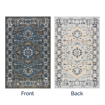 Jamie Blue and Brown Reversible Synthetic Area Rug