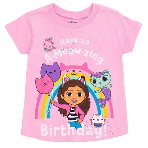 Dreamworks Gabby's Dollhouse MerCat Kitty Fairy Cakey Cat Birthday Girls T-Shirt Toddler to Big Kid - 1 of 4