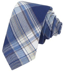 INSPIRE CHIC Plaid Woven Self-tied Striped Skinny Necktie 2.8" for College Graduation Campus 1 Pc - 1 of 4