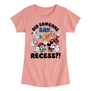 Girls' - Disney - Mickey Minnie Donald Goofy Daisy Pluto Recess Fitted Short Sleeve Graphic T-Shirt - 1 of 4