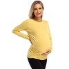 BLUEMING Womens Maternity Shirts Long Sleeve Crew Neck Basic Tank Tops Side Buttons Pregnant Shirts - 3 of 4