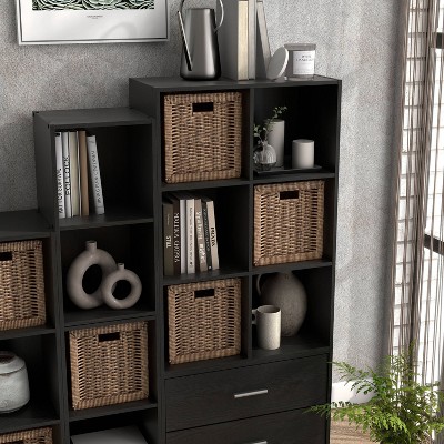 Black 6-Cube Stackable Wood Modular Bookcase