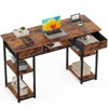 NicBex Home Office Desk 47.2" L Morden Writing Desk with 2 Drawers, 5 Open Storage Shelves, Wooden Desktop and Metal Legs for Study and Work - 4 of 4