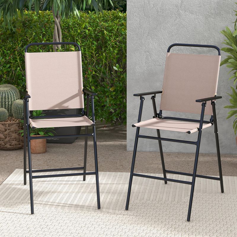 Tangkula Outdoor Folding Bar Chair Set of 4 Patio Dining Chairs w/ Breathable Fabric, 4 of 11