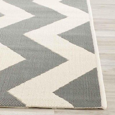 Chevron Grey and Beige Square Indoor/Outdoor Area Rug