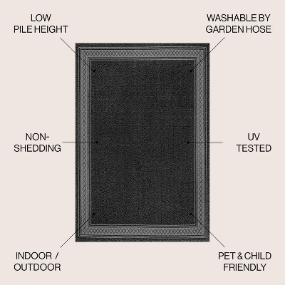 Modern Diamond Geo Black/Gray 8'x10' Reversible Indoor/Outdoor Rug