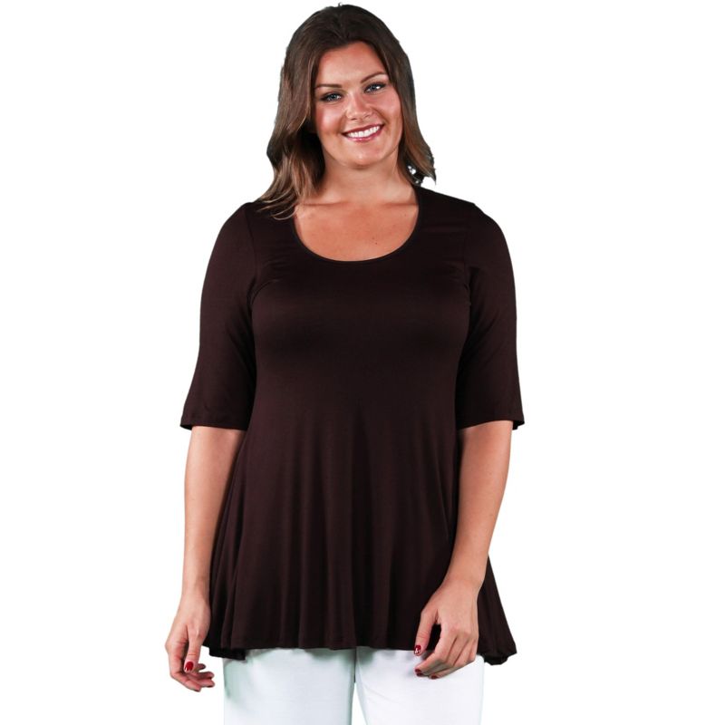 24seven Comfort Apparel Womens Elbow Swing Plus Size Tunic Top, 1 of 6