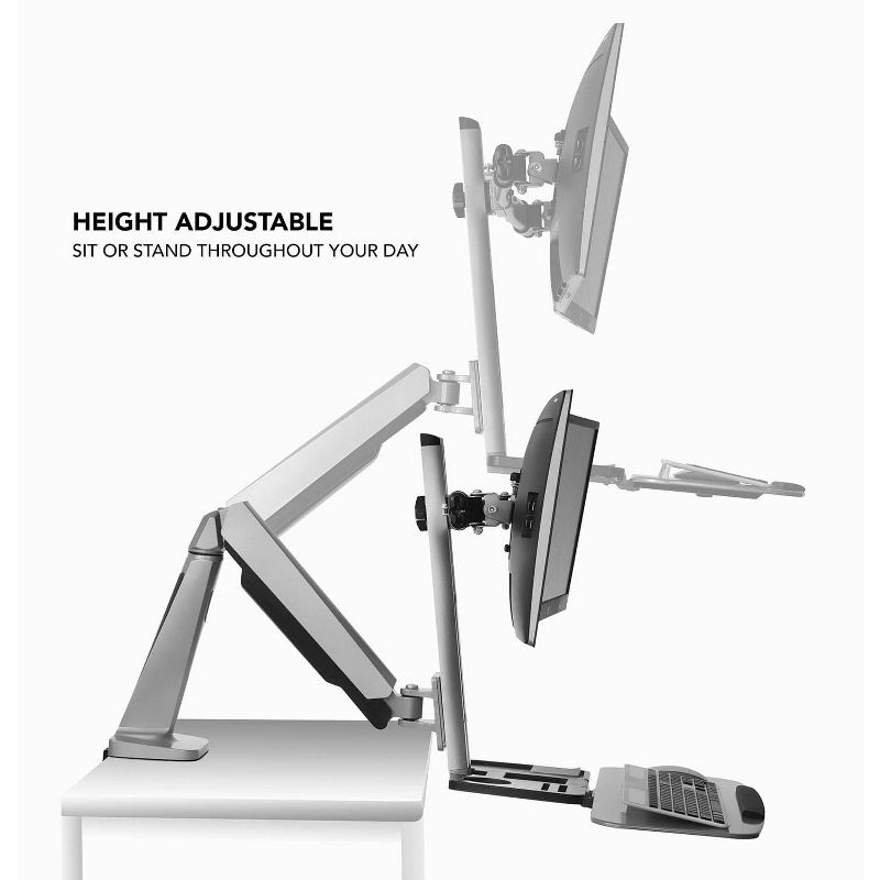 Mount-It! Stand Up Workstation with Dual Monitor Mount | Standing Desk Converter with Height Adjustable Keyboard & Counterbalance Monitor Arm, 3 of 11