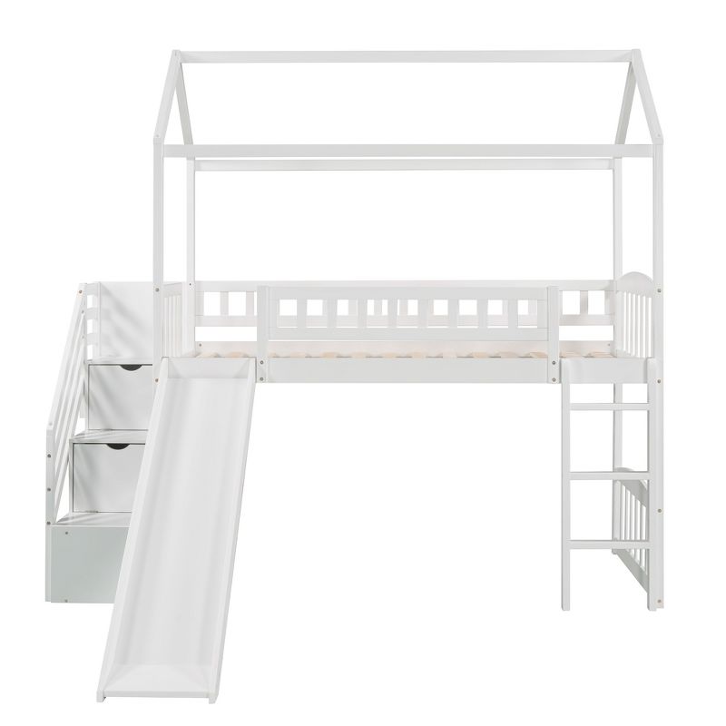 Twin Size House shape Loft Bed with Two Drawers and Slide - ModernLuxe, 5 of 12