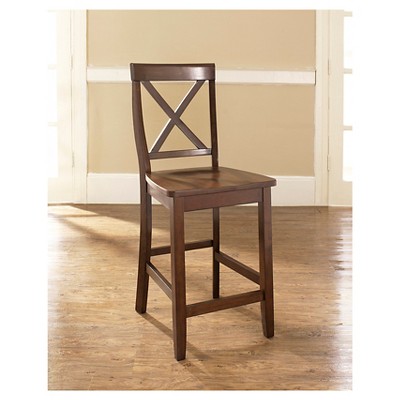 Vintage Mahogany Hand-Rubbed Hardwood 24" Counter Stool Set