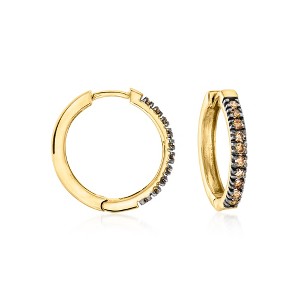 Ross-Simons 0.50 ct. t.w. Brown Diamond Hoop Earrings in 18kt Gold Over Sterling - 1 of 3