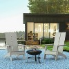 Emma and Oliver Set of 2 Modern All-Weather Poly Resin Adirondack Rocking Chairs with a Wood Burning Fire Pit for Outdoor Use - 2 of 4