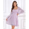 Womens Puff Sleeve Square Neck Puffy Dress Babydoll Mesh Mini Dress - 3 of 4