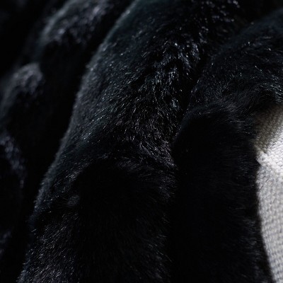 Luxurious Black Faux Fur Reversible Throw Blanket