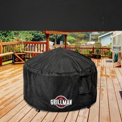 Heavy Duty Black Round Fire Pit Cover, 32x16 Inch, PVC-Coated