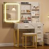 Vanity Desk with Mirror and Lights, Makeup Vanity Desk with Sliding LED Lighted Mirror, Power Outlet - 2 of 4