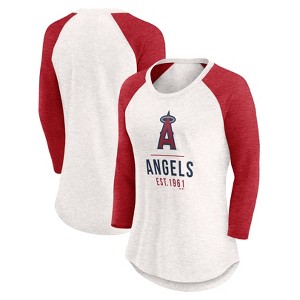 MLB Los Angeles Angels Women's White 3/4 Sleeve Fashion T-Shirt - 1 of 3