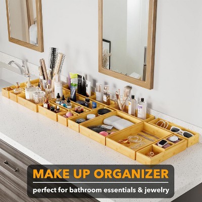 SpaceAid 21-Piece Bamboo Drawer Organizer Set – Multi-Use Divider Bins for Kitchen, Bathroom, Office, and Makeup Storage, Natural — фото 5
