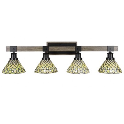 Toltec Lighting Tacoma 4 - Light Vanity in  Black/Painted Wood with 7" Starlight Art Glass Shade