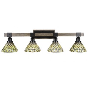 Toltec Lighting Tacoma 4 - Light Vanity in  Black/Painted Wood with 7" Starlight Art Glass Shade - 1 of 1