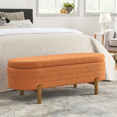 NicBex Ottoman with Storage Bench Storage Organizer Oval Storage Bench with Rubber Wood Legs for Entryway Bedroom