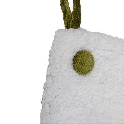 Green and White Corduroy Christmas Stocking with Sherpa Cuff