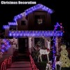 Itopfox Outdoor Christmas Lights 8 Tubes 12 Inch 144 LED Meteor Shower Blue Icicle Cascading String Lights 1 Pack UL Plug - 4 of 4