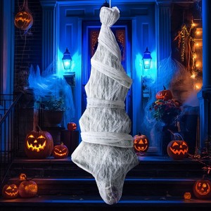 Joyfy 72" Life Size Hanging Cocoon Corpses Props, Halloween Decorations Outdoor for Graveyard Halloween Haunted House, Hanging Skeleton Decorations - 1 of 4