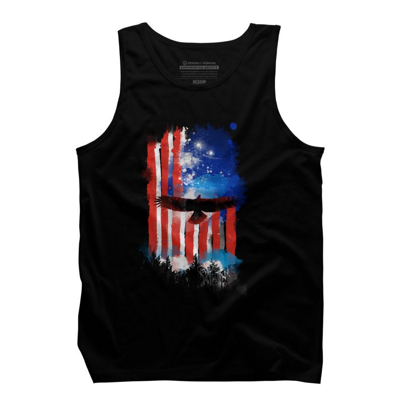 Men's Design By Humans July 4th American Eagle Sky By kharmazero Tank Top, 1 of 3