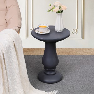 UPHA 16-Inch Round Side Table – Magnesium Oxide Roman Column End Table for Indoor & Outdoor Use - 1 of 4