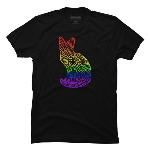 Design By Humans Pride Rainbow Cat Maze By Misoknotty T shirt Black Small Target