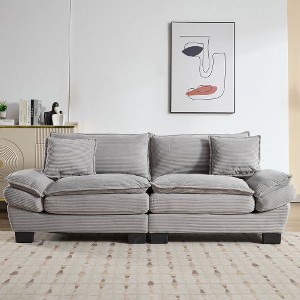 CAVINAS Loveseat Sofa with 2 Supportive Pillows, 23 Inch Corduroy Sofa, Comfy Upholstered Seat Sofa Couch for Bedroom, Living Room, Apartment - 1 of 4