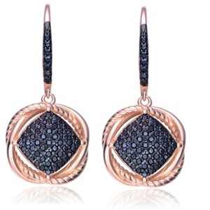 Guili Noir Blush & Midnight Bloom Sterling Silver Black/Rose Plated Cubic Zirconia Drop/Dangling Earrings for Bold Chic Fashion & Glamorous Shine - 1 of 3