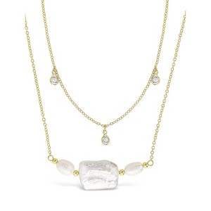 SHINE by Sterling Forever Bezel CZ and Pearl Layered Necklace - gold - 1 of 3