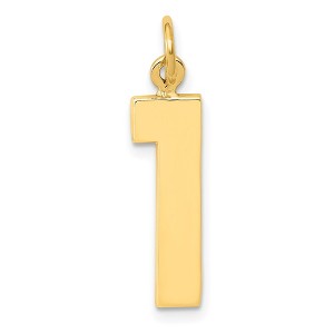 Black Bow Jewelry 14k Yellow Gold, Athletic Collection, Large Polished Number 1 Pendant - 1 of 4