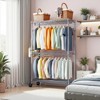 AZL1 Life Concept Garment Rack Rolling Heavy Duty 3 Tiers Adjustable Wire Shelving with 2 Rods Side Hooks for Laundry, Silver, 45.7"*16.6"*4.6" - 2 of 4